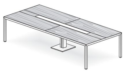Стол для переговоров прямоугольный с кабель-каналом и треем орех каналетто