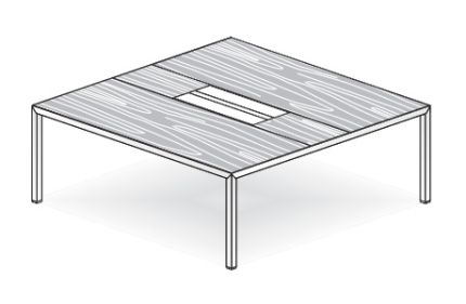 Стол для переговоров квадратный с кабель-каналом и треем орех каналетто