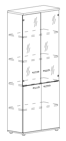 Шкаф для документов со стеклянными прозрачными дверьми мокко премиум