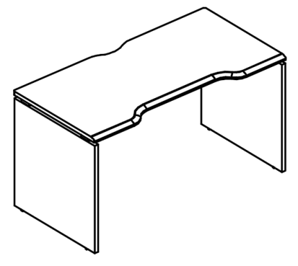Стол эргономичный "Симметрия" на каркасе ДСП (1 скос)  вяз либерти / вяз либерти