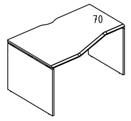 Стол эргономичный "Техно" на каркасе ДСП (1 скос) левый вяз либерти / вяз либерти