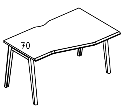 Стол Техно каркас МТ (1 скос) эргономичный правый  вяз либерти / белый, вставка белая